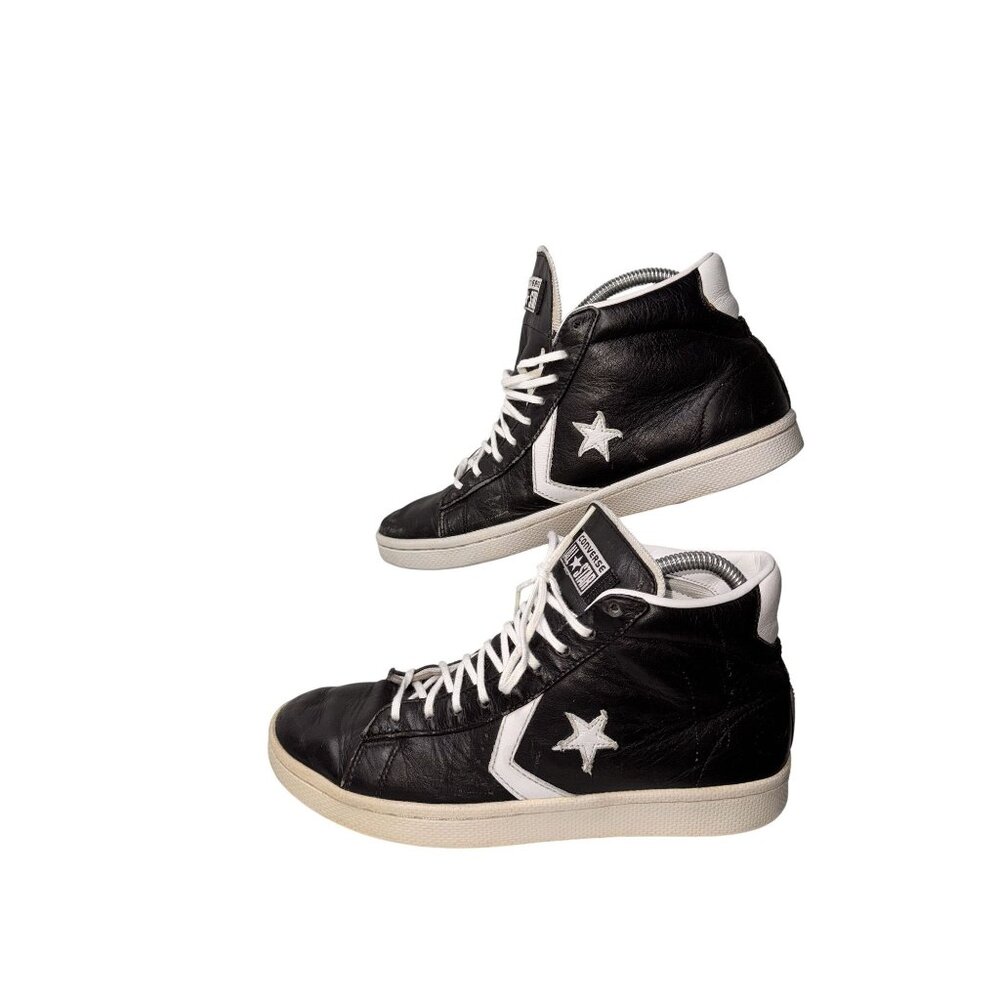 Vintage Converse All Star Black & White Leather High-Top Sneakers  Men’s 9 Women